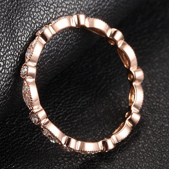 Reserved for roxannerascal Pave Diamond Wedding Band Eternity Anniversary Ring 14K Rose Gold - Lord of Gem Rings