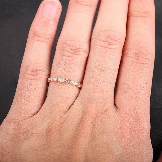 Reserved for roxannerascal Pave Diamond Wedding Band Eternity Anniversary Ring 14K Rose Gold - Lord of Gem Rings