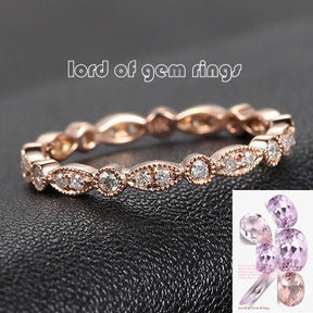 Reserved for roxannerascal Pave Diamond Wedding Band Eternity Anniversary Ring 14K Rose Gold - Lord of Gem Rings