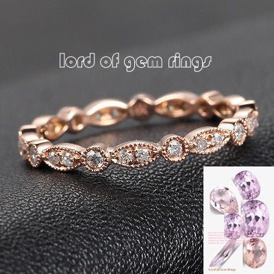 Reserved for roxannerascal Pave Diamond Wedding Band Eternity Anniversary Ring 14K Rose Gold - Lord of Gem Rings
