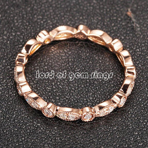 Reserved for roxannerascal Pave Diamond Wedding Band Eternity Anniversary Ring 14K Rose Gold - Lord of Gem Rings
