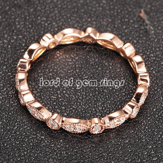 Reserved for roxannerascal Pave Diamond Wedding Band Eternity Anniversary Ring 14K Rose Gold - Lord of Gem Rings