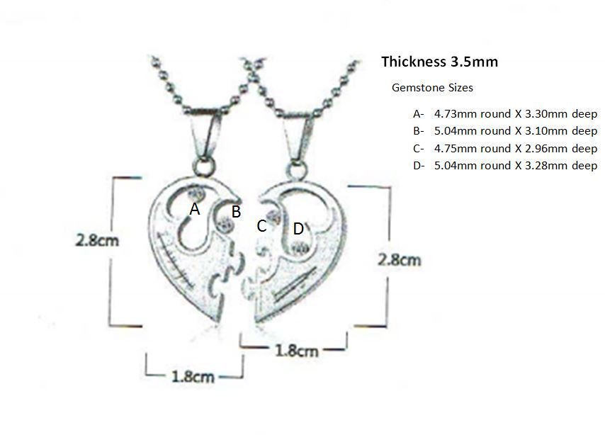 Reserved for Roy- Custom Personalized Semi Mount Interlocking Pendant 10K White Gold Pendant - Lord of Gem Rings