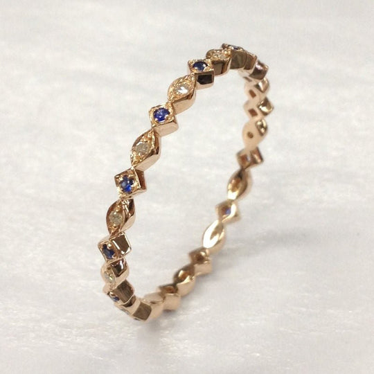 Reserved for Ry Birthstone Wedding Band  Full Eternity 14K White Gold,