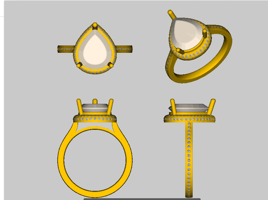 Reserved for Samantha, 1st payment, Two side Diamond halo Semi Mount Cathedral Ring 14K White Gold for Pear - Lord of Gem Rings