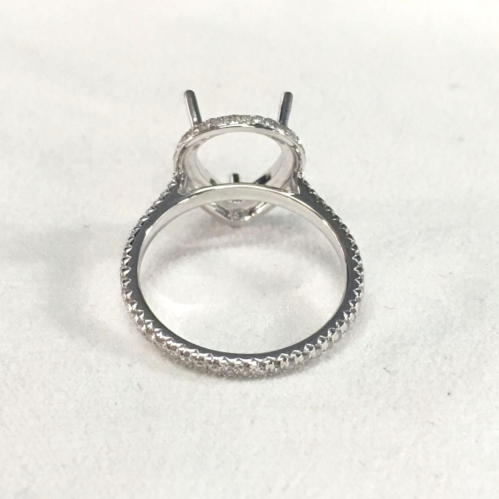 Reserved for Samantha, 1st payment, Two side Diamond halo Semi Mount Cathedral Ring 14K White Gold for Pear - Lord of Gem Rings