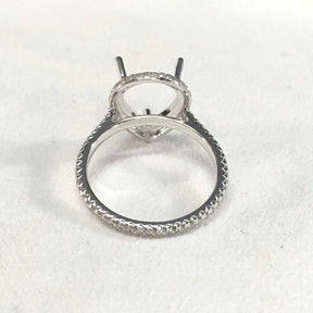 Reserved for Samantha, 1st payment, Two side Diamond halo Semi Mount Cathedral Ring 14K White Gold for Pear - Lord of Gem Rings