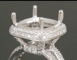 Reserved for Samantha, 1st payment, Two side Diamond halo Semi Mount Cathedral Ring 14K White Gold for Pear - Lord of Gem Rings