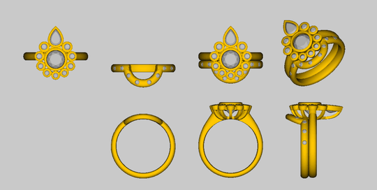 Reserved for Samantha Custom Pear and Graduated round Diamond Halo Semi Mount RIng 14K Yellow Gold