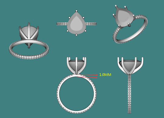 Reserved for Samantha- Pear Cut Semi Mount Ring 14K White Gold