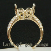 Reserved for Sandra, Diamond Engagement Semi Mount 14K White Gold Setting Emerald 16mm - Lord of Gem Rings