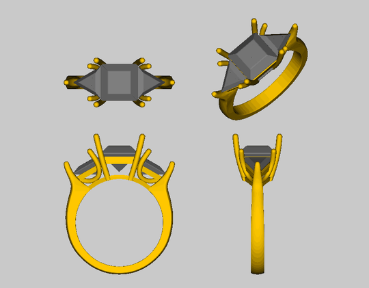 Reserved for Sandy  Emerald cut Citrine & White Topaz Ring14K White Gold