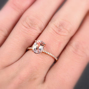 Reserved for Sandy Oval Morganite Ring Flat Shank 10k Rose Gold - Lord of Gem Rings