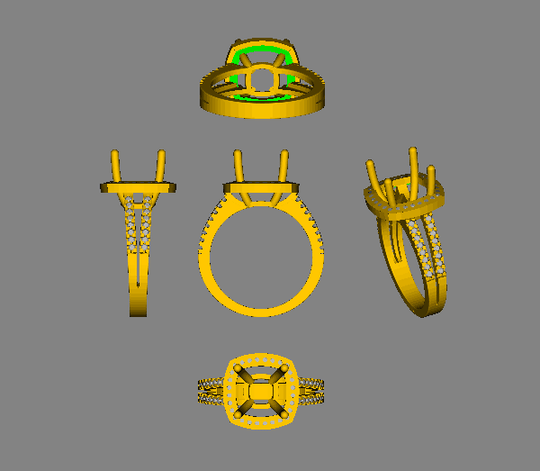 Reserved for Sarah Cushion Emerald Engagement Ring Pave Diamond Wedding 14k White Gold