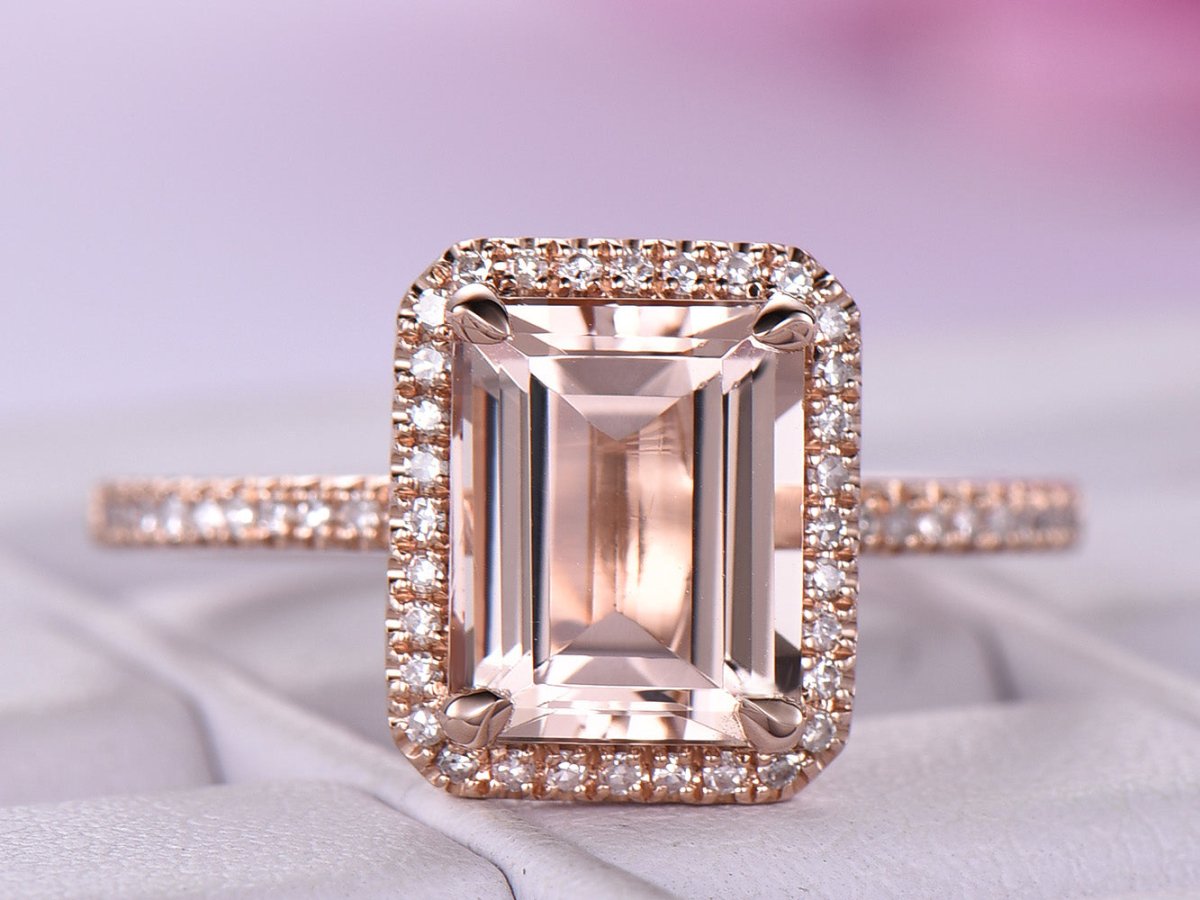 Reserved for shannon Custom Diamond semi-mount Ring 14K Rose Gold Emerald cut 7x9mmmm - Lord of Gem Rings