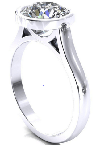 Reserved for Shaulah Bezel Round VVS Tanzanite Ring 14K White Gold - Lord of Gem Rings