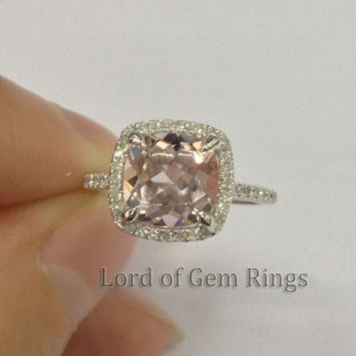 Reserved for Shelly Custom Forever - Together Ring Guard for Cushion Morganite Ring - Lord of Gem Rings