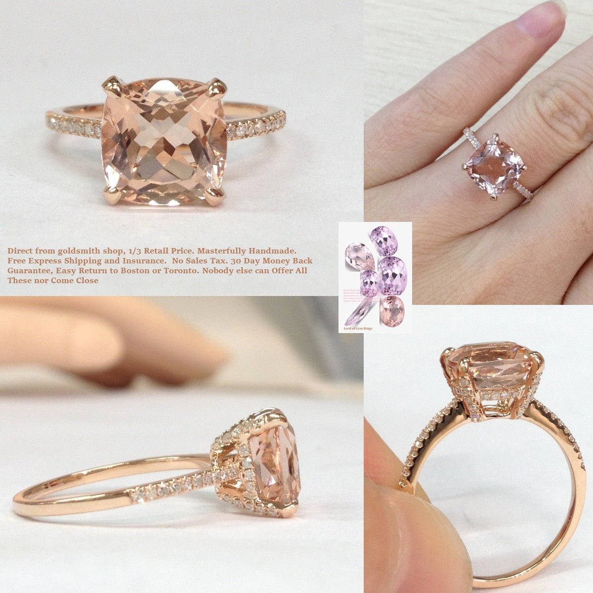Reserved for sheryl Pave Diamond Semi Mount Ring 18K White Gold Cushion 7.81 x 8.84mm - Lord of Gem Rings