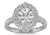 Reserved for Shirley Custom Semi Mount Ring Graduated diamond Double Halo 14K White Gold Round 8.2mm - Lord of Gem Rings
