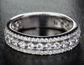 Reserved for Simone, Custom Matching diamond wedding band 3/4Eternity 14K white gold - Lord of Gem Rings