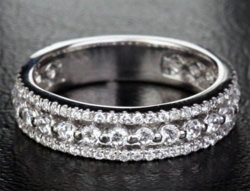 Reserved for Simone, Custom Matching diamond wedding band 3/4Eternity 14K white gold - Lord of Gem Rings