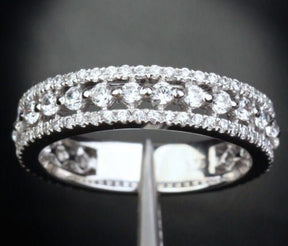 Reserved for Simone, Custom Matching diamond wedding band 3/4Eternity 14K white gold - Lord of Gem Rings