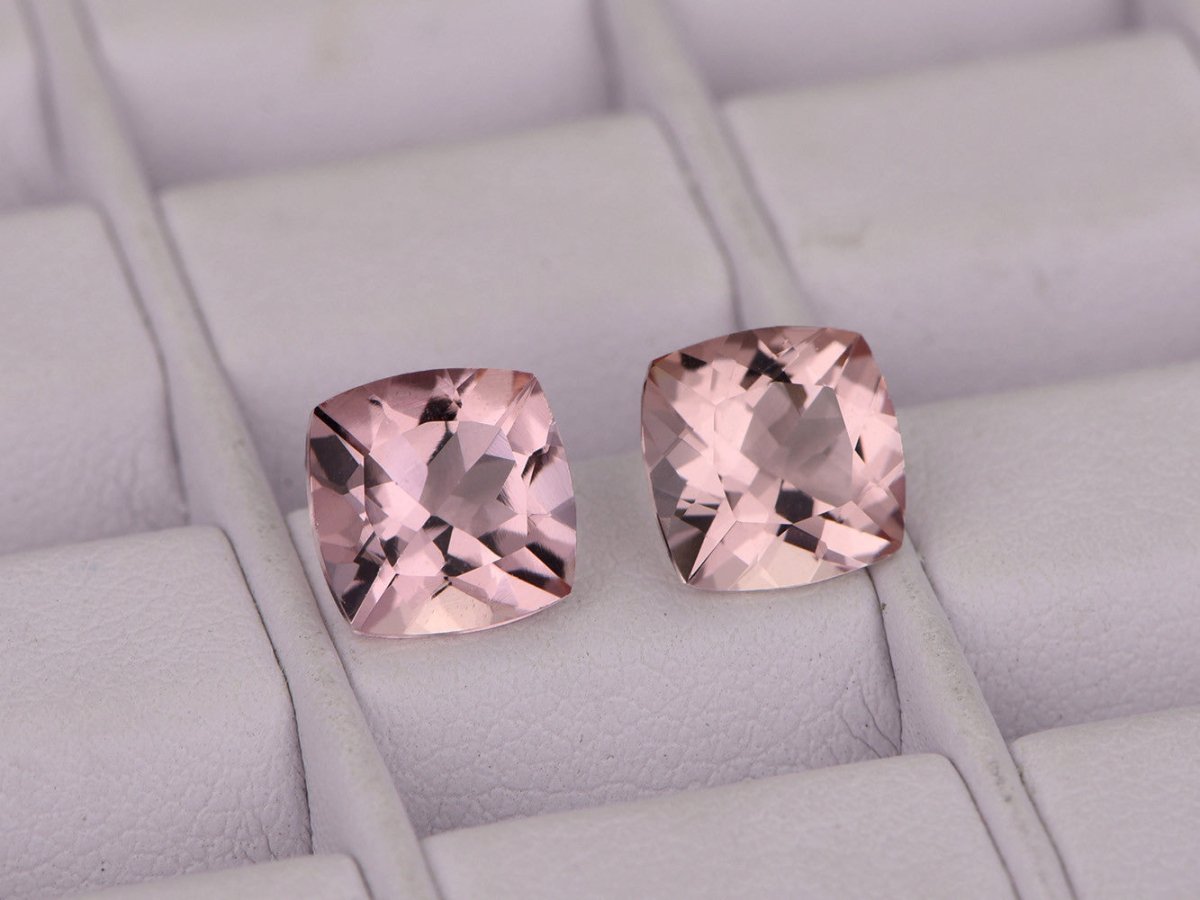 Reserved for sophie-loomer Cushion Morganite Engagement Ring 14K Rose Gold 8mm - Lord of Gem Rings