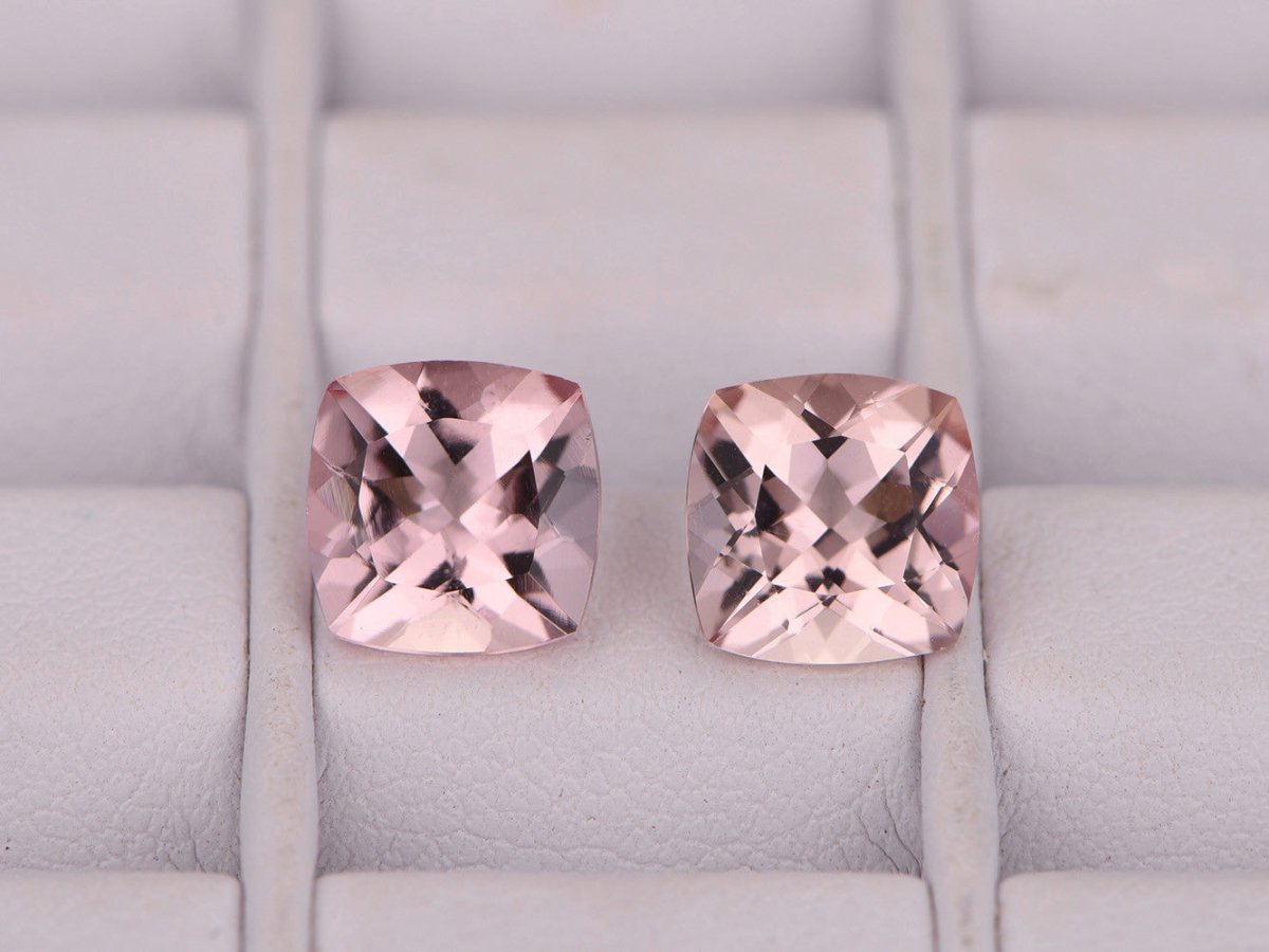 Reserved for sophie-loomer Cushion Morganite Engagement Ring 14K Rose Gold 8mm - Lord of Gem Rings
