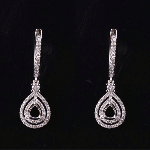 Reserved for Stefan Diamond Engagement Semi Mount Pendant fro pear 14K White Gold VS Diamonds - Lord of Gem Rings