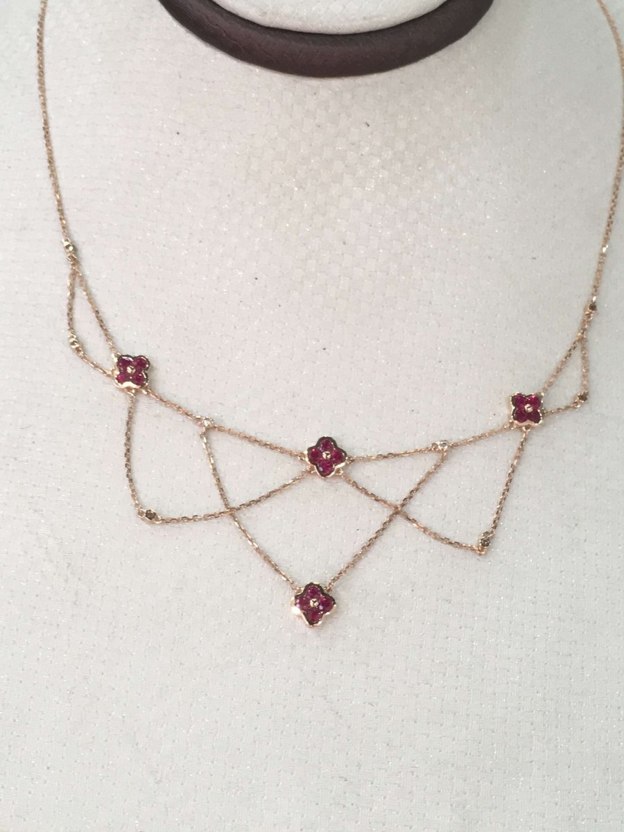 Reserved for Stephanie 14K Rose Gold Emerald Necklace - Lord of Gem Rings