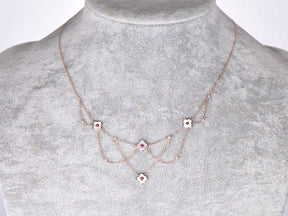 Reserved for Stephanie 14K Rose Gold Ruby Clover Necklace - Lord of Gem Rings