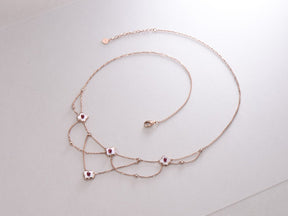 Reserved for Stephanie 14K Rose Gold Ruby Clover Necklace - Lord of Gem Rings