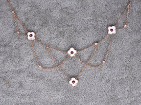 Reserved for Stephanie 14K Rose Gold Ruby Clover Necklace - Lord of Gem Rings
