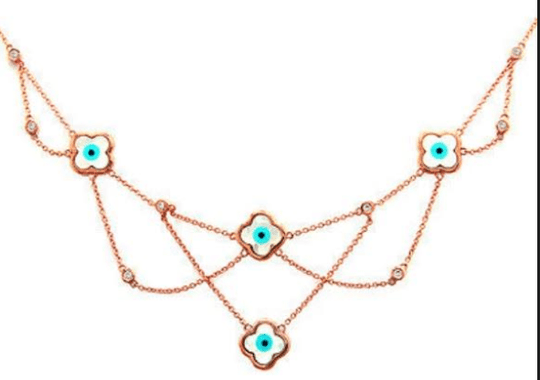 Reserved for Stephanie 14K Rose Gold Ruby Clover Necklace