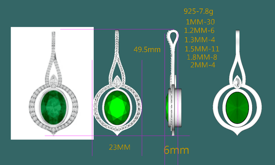 Reserved for Stephen Moissanoite Semi Mount Pendant Sterling Silver  Oval 12x16mm