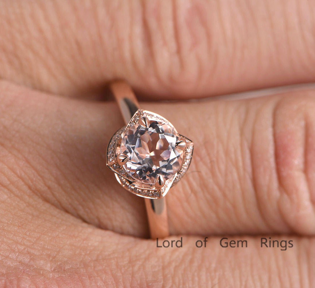 Reserved for stgodrics2 Round Moissanite Engagement Ring Pave Diamond Wedding 14K Rose Gold - Lord of Gem Rings