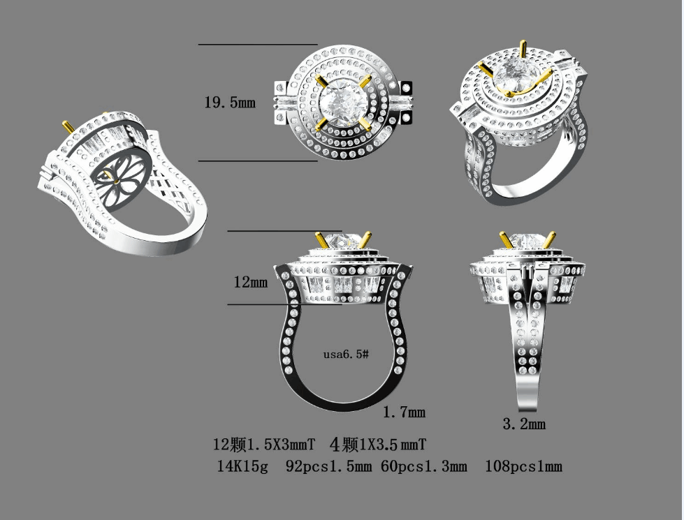 Reserved for Suzette Moissanite Semi Mount Ring 14K Yellow/White Gold Round 8mm - Lord of Gem Rings