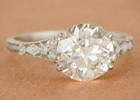 Reserved for Tara Custom Diamond Semi Mount Ring for Round 14K White Gold - Lord of Gem Rings