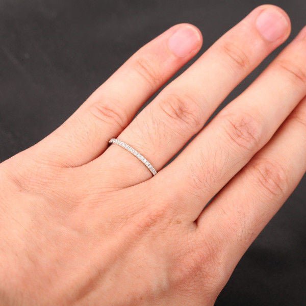 Reserved for tascambe French V Pave Diamond Wedding Band 14K White Gold - Lord of Gem Rings