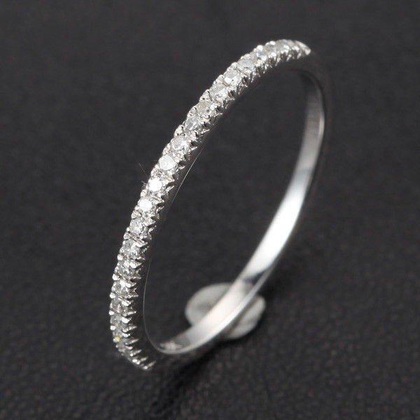 Reserved for tascambe French V Pave Diamond Wedding Band 14K White Gold - Lord of Gem Rings
