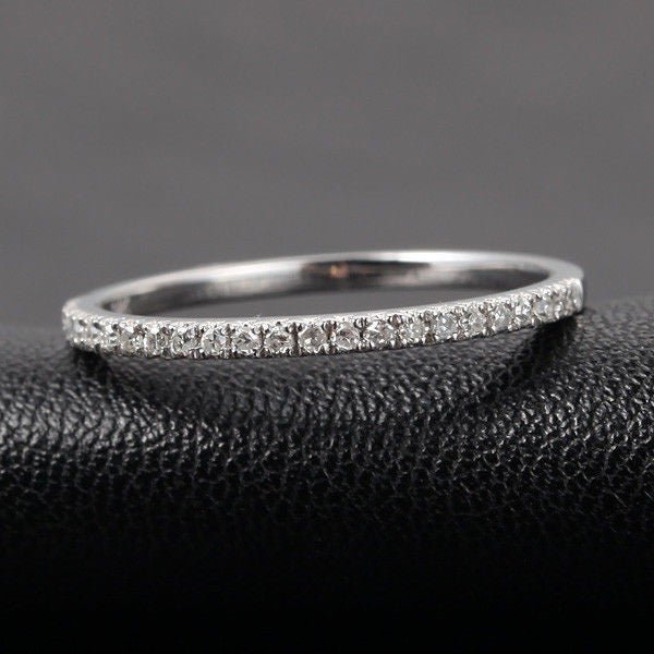 Reserved for tascambe French V Pave Diamond Wedding Band 14K White Gold - Lord of Gem Rings