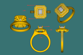 Reserved for Tasha Amethyst moissannite Double Halo Semi Mount Ring 14K Rose Gold Emerald Cut - Lord of Gem Rings