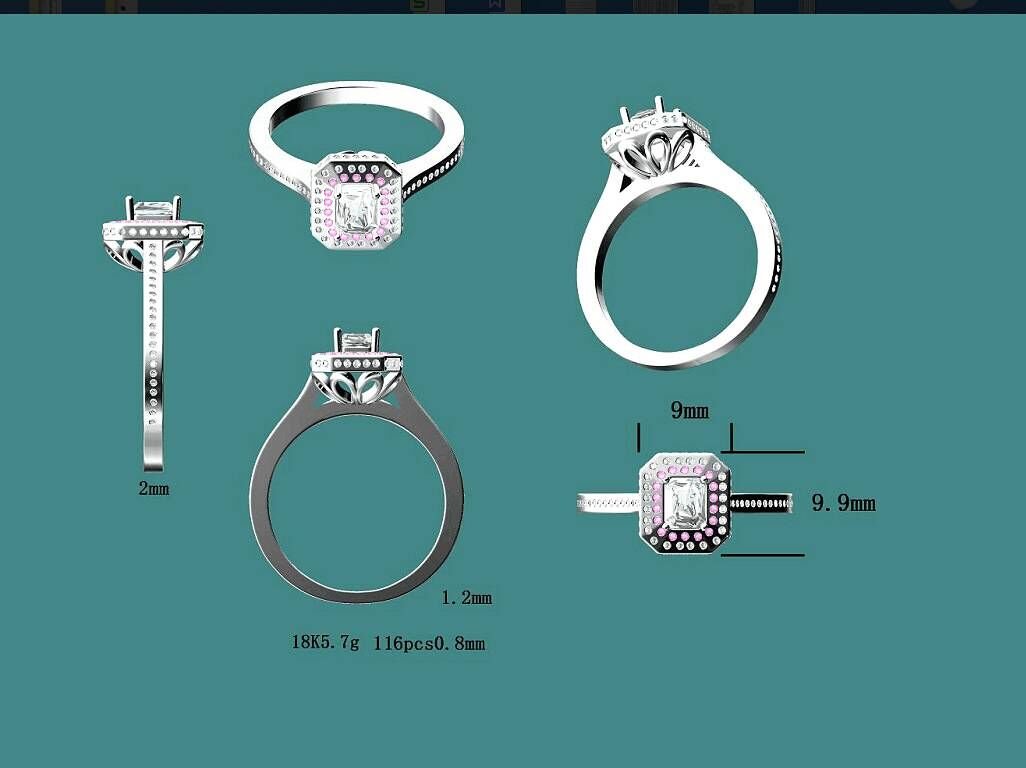 Reserved for Tasha Amethyst moissannite Double Halo Semi Mount Ring 14K Rose Gold Emerald Cut - Lord of Gem Rings