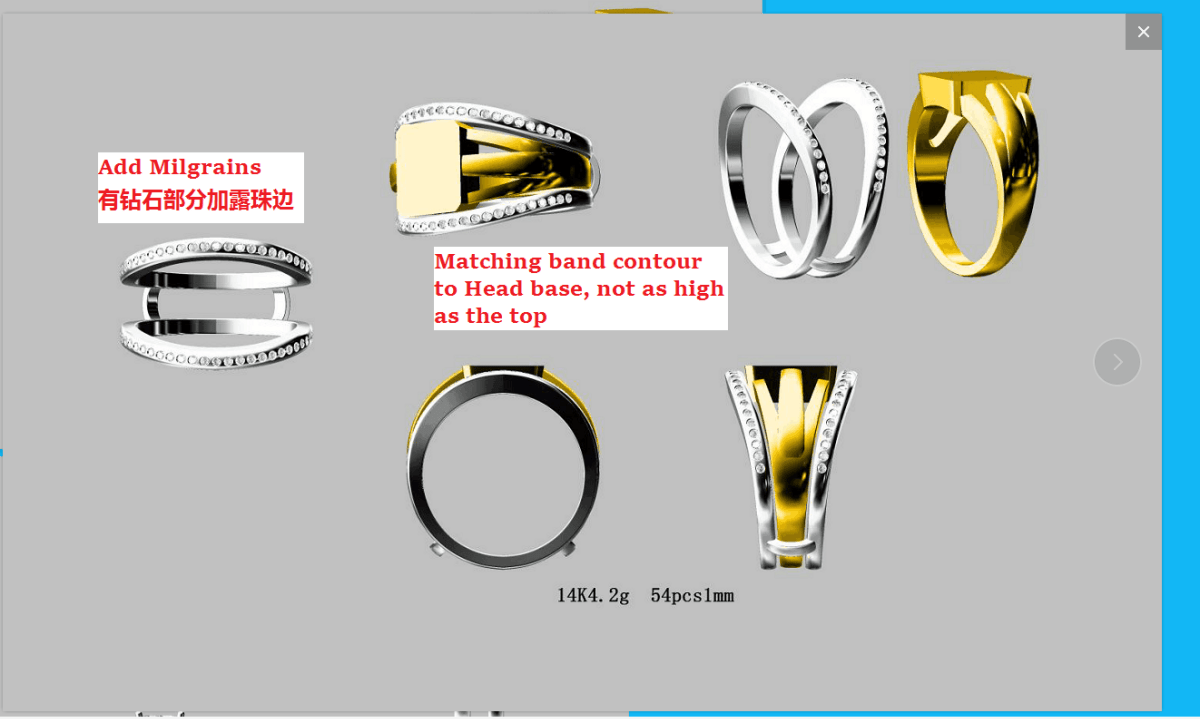 Reserved for Tasha Custom Matching Ring Guard for Split shank Ring 14K White Gold - Lord of Gem Rings