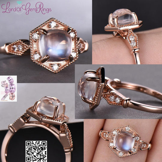 Reserved for Tasha Diamond Hexgon Halo Semi Mount Ring 10k Rose Gold Round