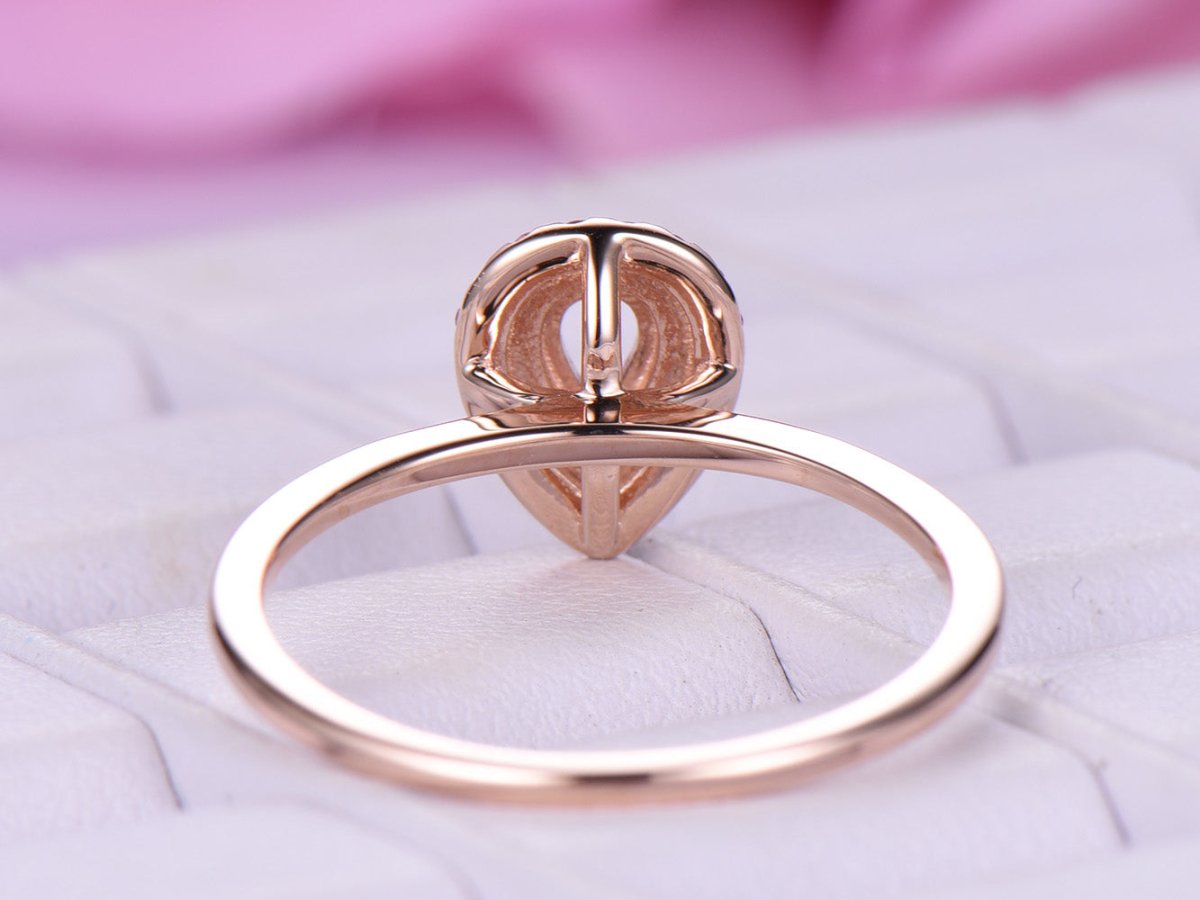 Reserved for Tasha payments for pink sapphir Double Halo Semi Mount Ring 14K Rose Gold Pear - Lord of Gem Rings