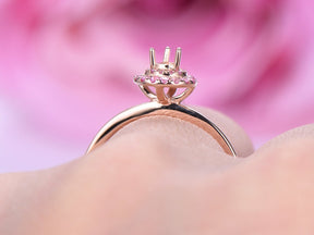 Reserved for Tasha payments for pink sapphir Double Halo Semi Mount Ring 14K Rose Gold Pear - Lord of Gem Rings