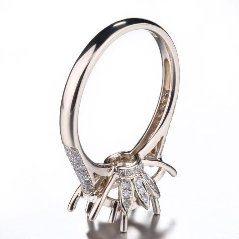 Reserved for taylormade1986,Custom Diamond 3 stone Engageemnt Semi Mount Ring 14K Yellow Gold - Lord of Gem Rings