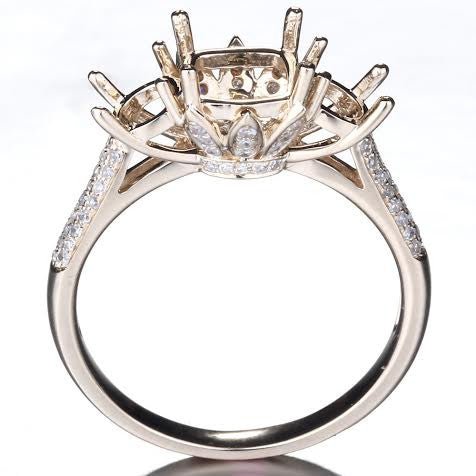 Reserved for taylormade1986,Custom Diamond 3 stone Engageemnt Semi Mount Ring 14K Yellow Gold - Lord of Gem Rings