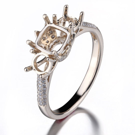 Reserved for taylormade1986,Custom Diamond 3 stone Engageemnt Semi Mount Ring 14K Yellow Gold